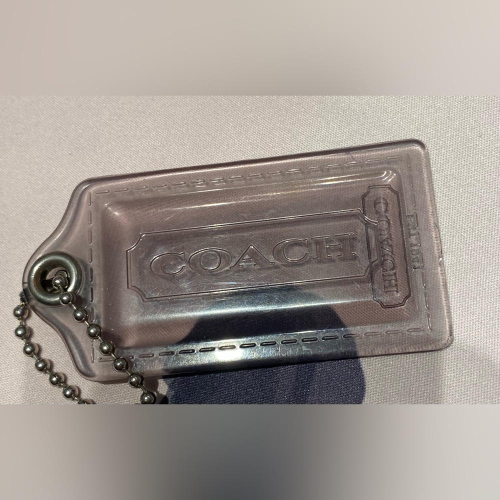 Coach Y2K Poppy Set of XL Smoke Gray Clear & Metallic Silver Leather Hang Tags - Picture 3 of 4